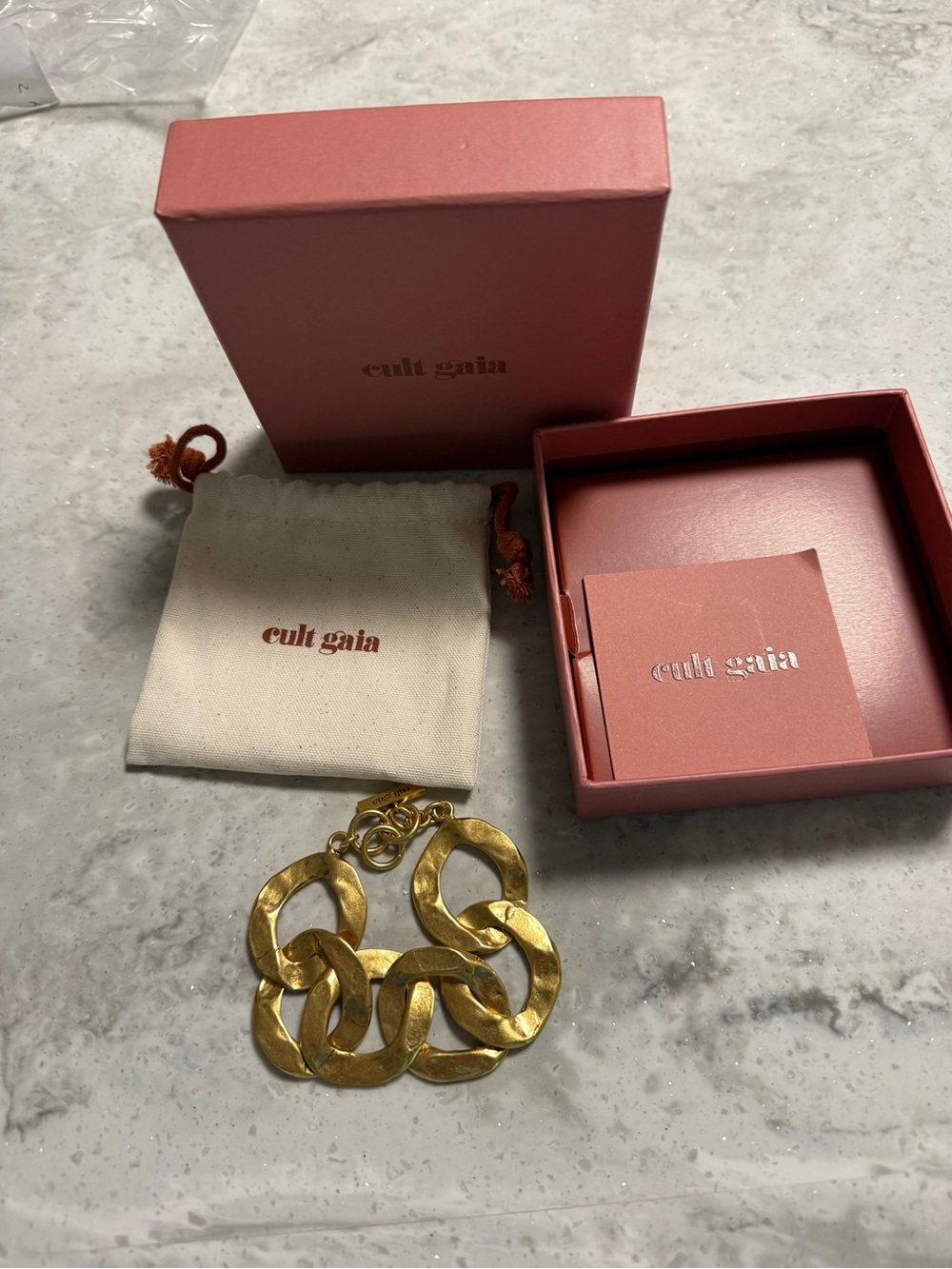cult gaia Hammered Gold Oversized Link Bracelet